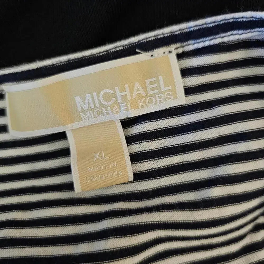 Michael Kors Striped Women's Top with Tie Sleeve Detail XL